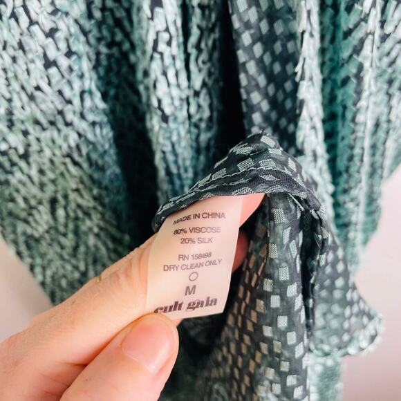 Cult Gaia Oona Dress Seafoam wrap dress with belt long sleeve size M - Picture 5 of 11